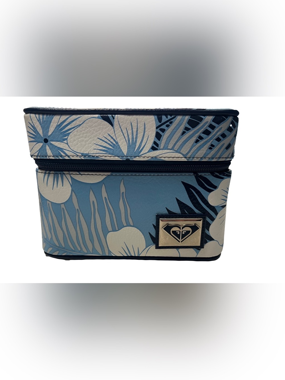 Vintage Y2K Roxy Luggage Make Up Case Blue Hibiscus - Picture 7 of 11